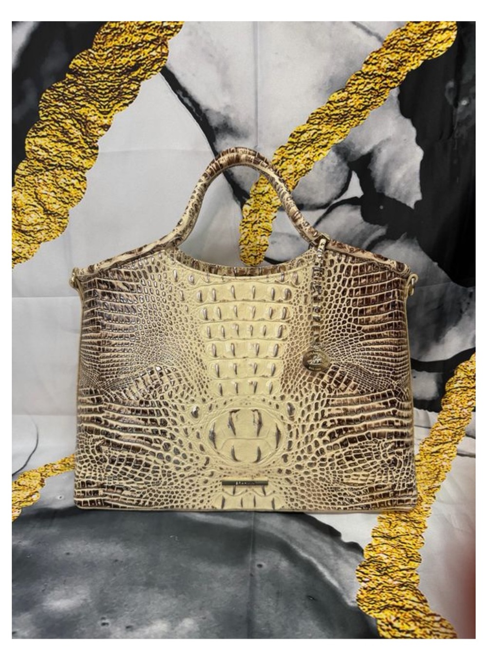 Brahmin Dune Melbourne Elaine Satchel Croc-Embossed Leather NWT